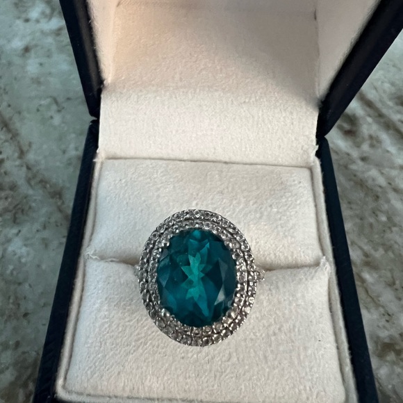 Sterling, silver and topaz ring